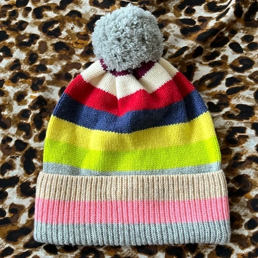 Brand New Gap Multicolored Striped Knit Cuffed Pom Hat